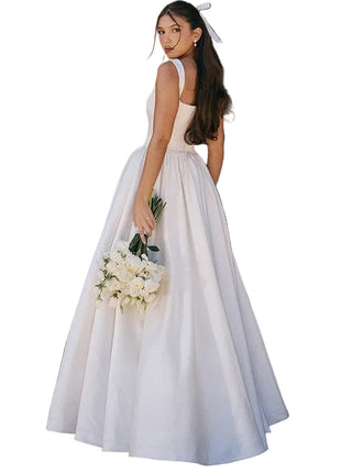 Women's Slim-Fit Formal White Long Dress