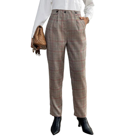 Elegant slim fit women’s pants with mid waist design and sophisticated caramel mocha color.