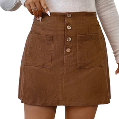 Women's Caramel Polyester A-Line Short Skirt