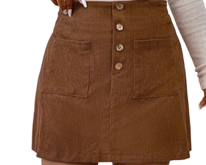 Women's Caramel Polyester A-Line Short Skirt