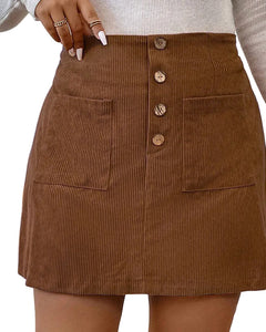 Women's Caramel Polyester A-Line Short Skirt