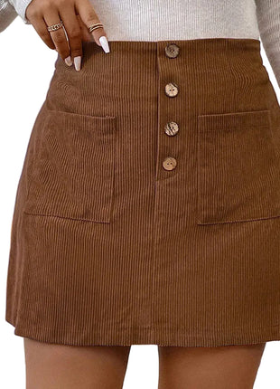 Women's Caramel Polyester A-Line Short Skirt