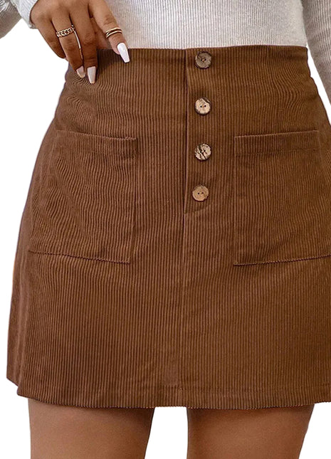 Women's Caramel Polyester A-Line Short Skirt