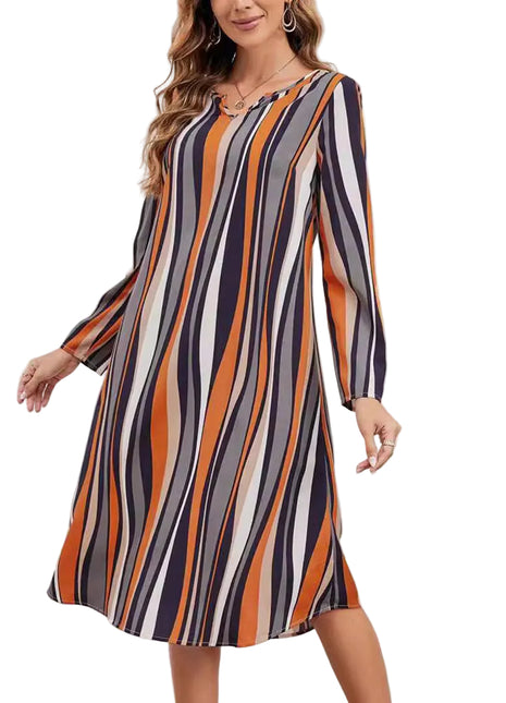 Versatile Orange Long Sleeve Midi Dress BLNDL