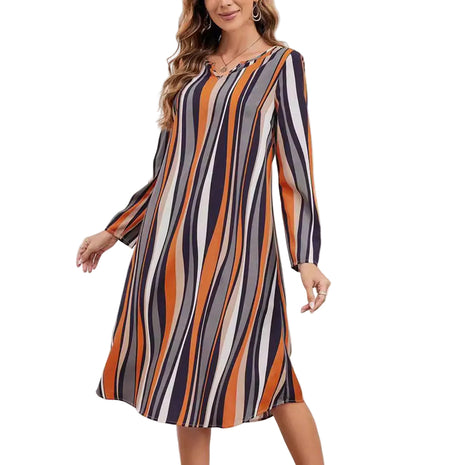 Versatile Orange Long Sleeve Midi Dress BLNDL