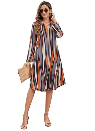 Long Sleeve V-Neck Office Dress for Women BLNDL