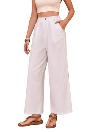 Full-Length High-Waisted Linen Trousers