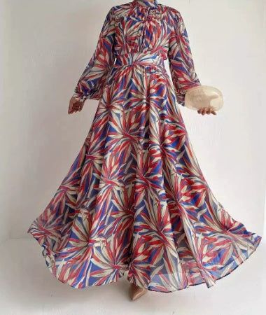 Colorful patterned dress on a white background