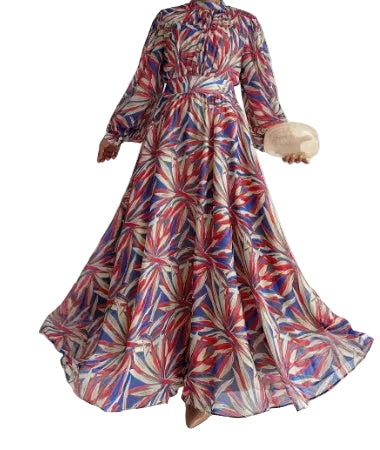 Colorful patterned dress on a white background