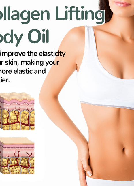 Firming hydrating body oil infused with rosemary extract and collagen-supporting ingredients for daily skincare.