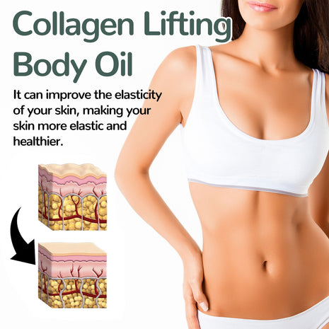 Firming hydrating body oil infused with rosemary extract and collagen-supporting ingredients for daily skincare.