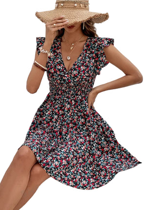 Women’s floral ruffle summer dress featuring a flattering silhouette and lightweight fabric.