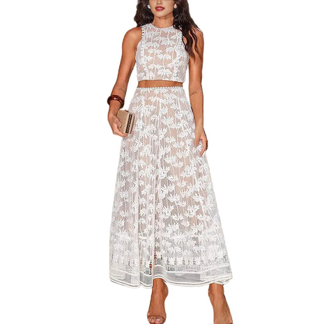 Versatile Women's White Two-Piece Outfit for Beach and Resort Wear blndl