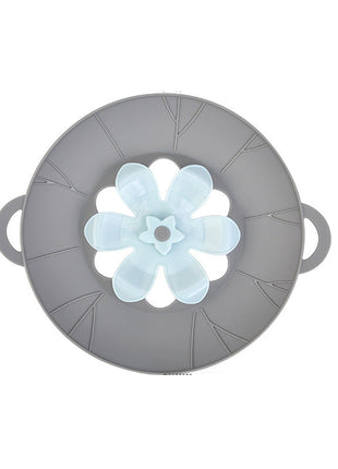 Gray lid with a floral design on a white background