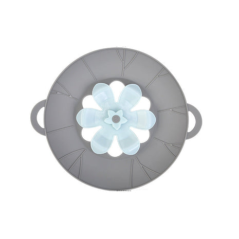 Gray lid with a floral design on a white background