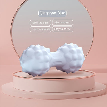 White dumbbell-shaped device on a pink platform with 'Qingshan Blue' branding and text.