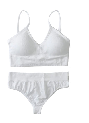 Women's Embroidered Wireless Bra and Panty White Set
