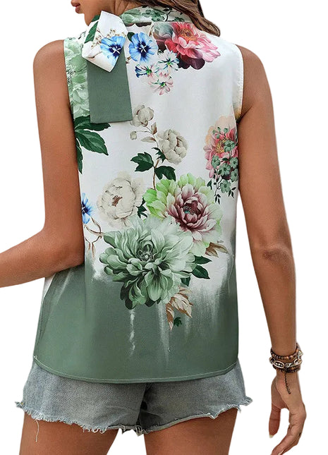 Green halter neck sleeveless top with stylish lace-up detail, perfect for casual summer outfits.