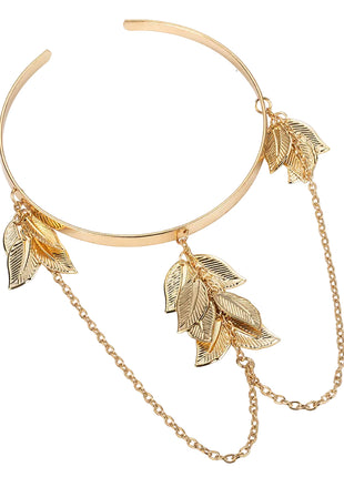 Cadena de brazo de hoja chapada en oro hecha a mano