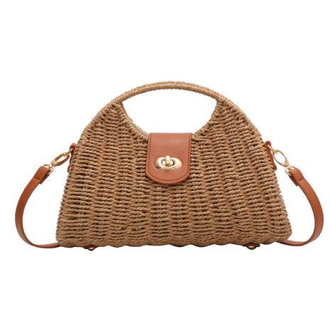 Handmade Straw Clasp Handbag – Natural Elegance for Sunny Days beige