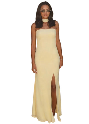 Women's Light Yellow Socialite Maxi Dress
Versatile Strapless Maxi Dress for Women