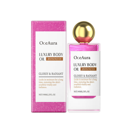 Hydrating shimmer body oil infused with hyaluronic acid and argan oil.