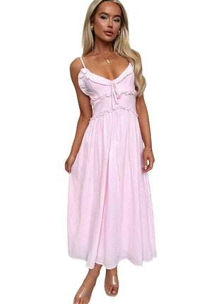Women's INS Casual Loose Vacation Dress in Pink