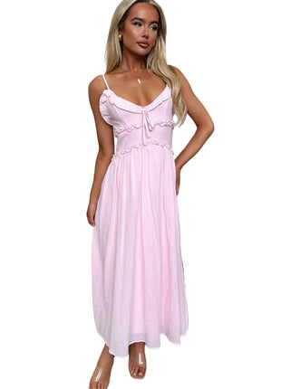 Pink Sleeveless Loose Vacation Dress for Women