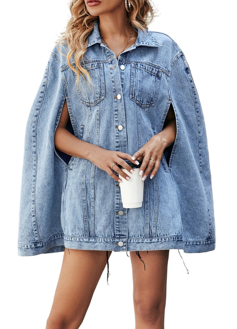 Irregular Loose Versatile Denim Jacket in Blue for Women