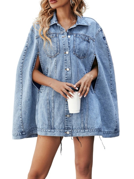 Irregular Loose Versatile Denim Jacket in Blue for Women