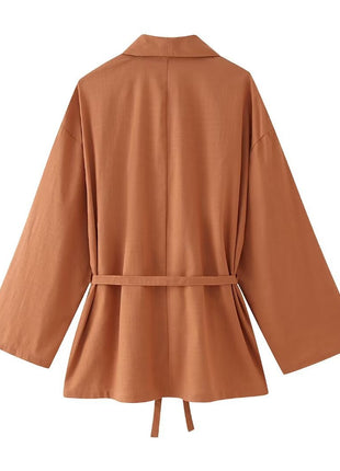 Versatile Japanese Kimono Coat in orange for Everyday Wear