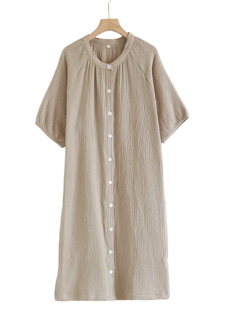 Brown Green Loose Cotton Crepe Nightdress BLNDL