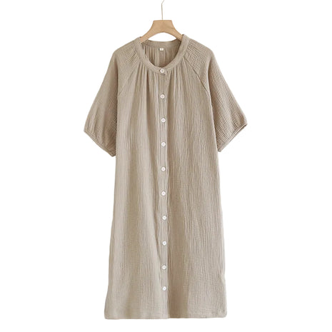Brown Green Loose Cotton Crepe Nightdress BLNDL