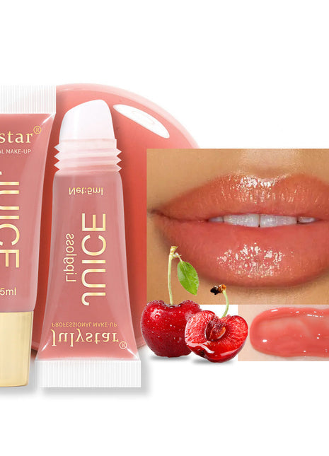 Julystar Natural Fruit Lip Gloss | Moisturizing Mirror Shine Hydrating Lip Gloss cherry