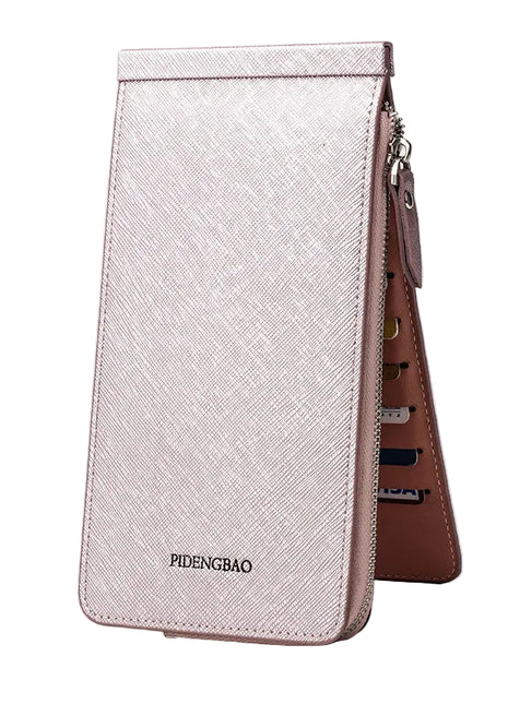 Korean-inspired women's wallet bag available in red, black, pink, blue, and brown colors.