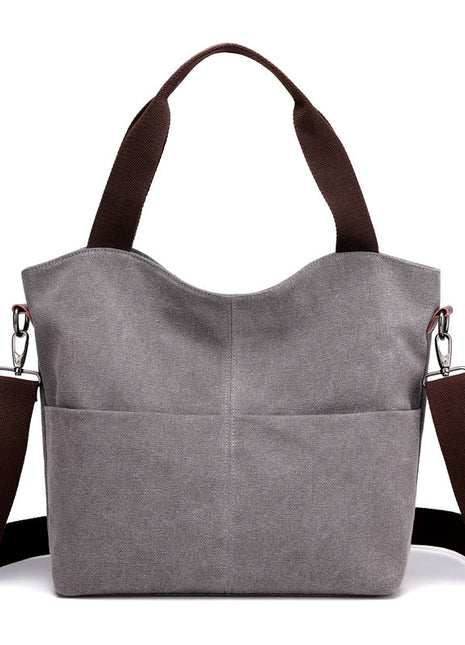 Korean Big Canvas Tote Handbag – Everyday Comfort with Korean-Inspired Style gray