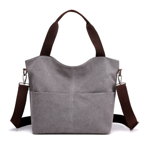 Korean Big Canvas Tote Handbag – Everyday Comfort with Korean-Inspired Style gray