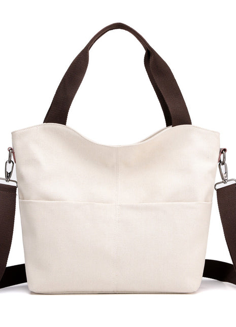 Korean Big Canvas Tote Handbag – Everyday Comfort with Korean-Inspired Style white