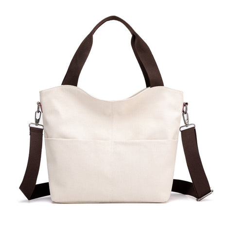 Korean Big Canvas Tote Handbag – Everyday Comfort with Korean-Inspired Style white