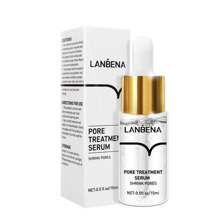 LANBENA pore treatment serum bottle and packaging on a white background