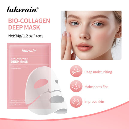 Lakerain Bio-Collagen Deep Mask packaging with a model's face and product benefits.