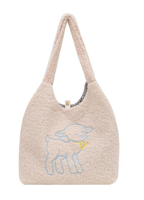 Lamb Winter Double Side Shoulder Bag – Cozy Winter Style Meets Everyday Functionality beige