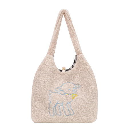 Lamb Winter Double Side Shoulder Bag – Cozy Winter Style Meets Everyday Functionality beige
