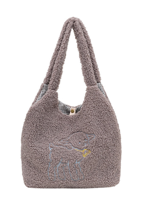 Lamb Winter Double Side Shoulder Bag – Cozy Winter Style Meets Everyday Functionality purple