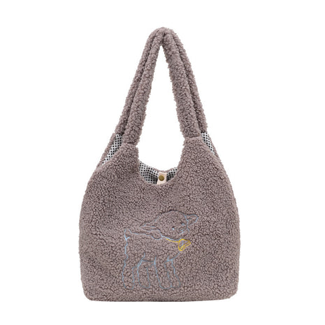 Lamb Winter Double Side Shoulder Bag – Cozy Winter Style Meets Everyday Functionality purple