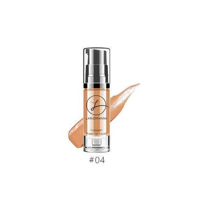 Cosmetic concealer bottle with applicator on a white background