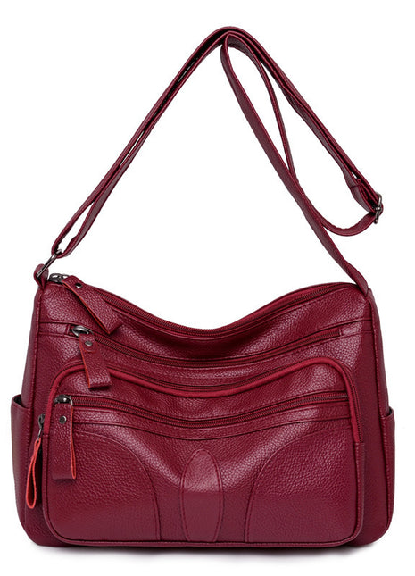 Large Capacity PU Leather Shoulder Crossbody Handbag – Spacious Style for Every Occasion red