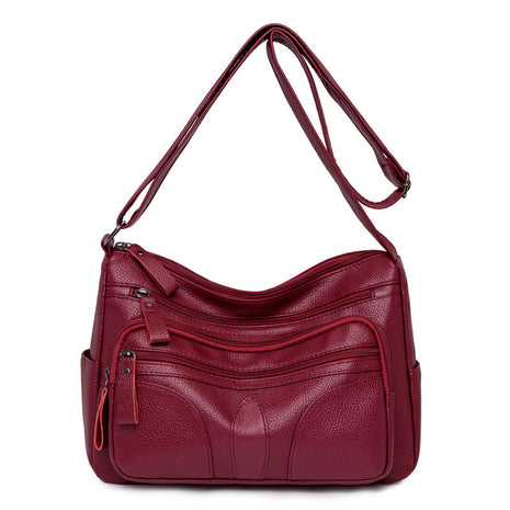 Large Capacity PU Leather Shoulder Crossbody Handbag – Spacious Style for Every Occasion red
