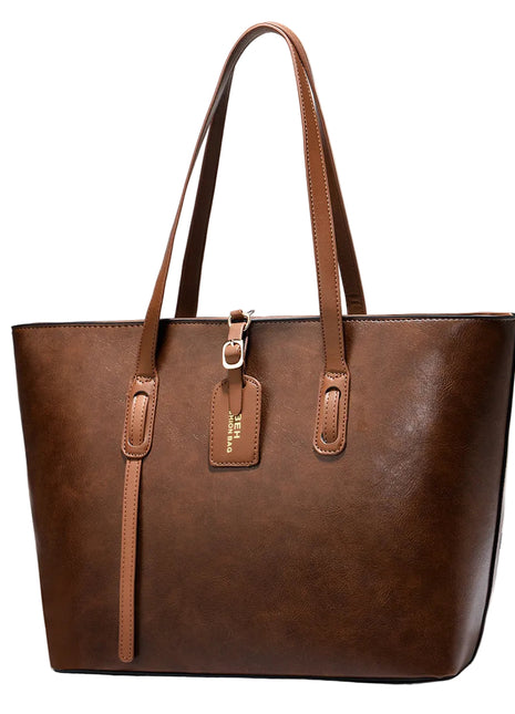 Leather Pattern Versatile Handbag | Women's PU Leather Bucket Shoulder Beige brown