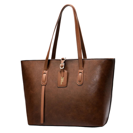Leather Pattern Versatile Handbag | Women's PU Leather Bucket Shoulder Beige brown